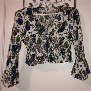 Floral Tie Front Top